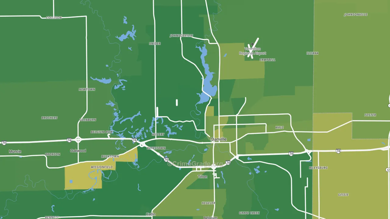 Vermilion County, IL Map of Vehicle Theft Rates