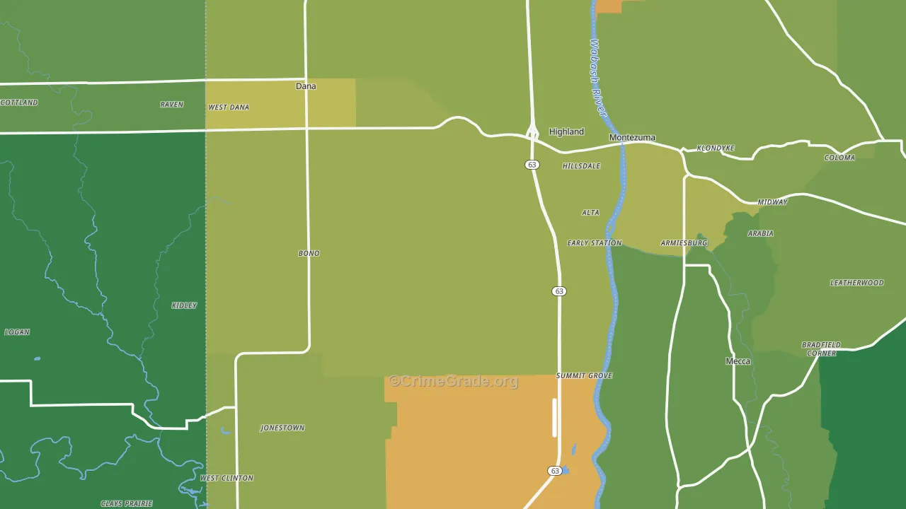 Vermillion County, IN Map of Vehicle Theft Rates