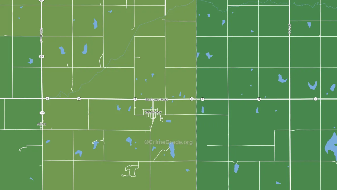 Vermillion, KS Map of Vehicle Theft Rates