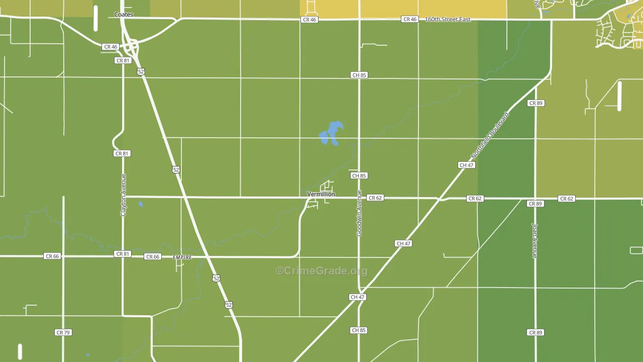 Vermillion, MN Map of Vehicle Theft Rates
