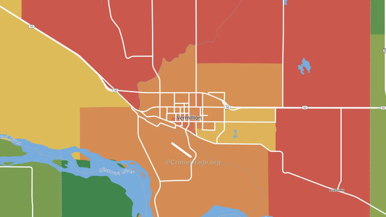 Vermillion, SD Map of Vehicle Theft Rates