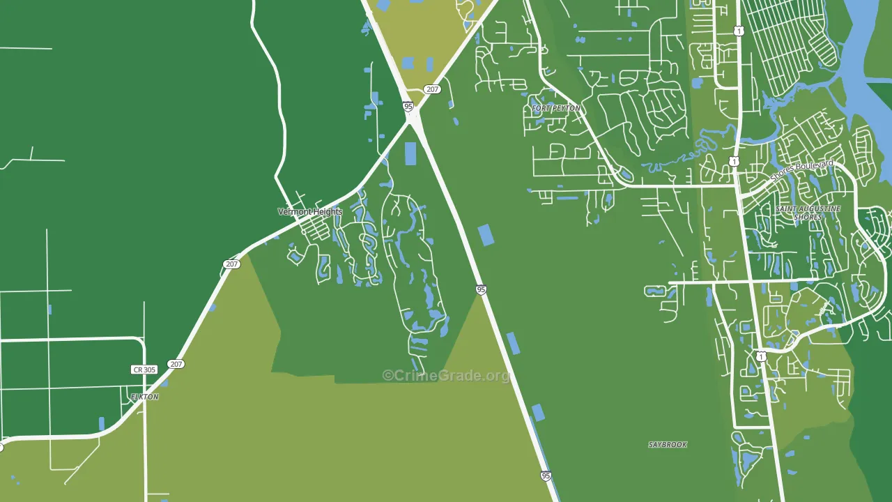 Vermont Heights, FL Map of Vehicle Theft Rates