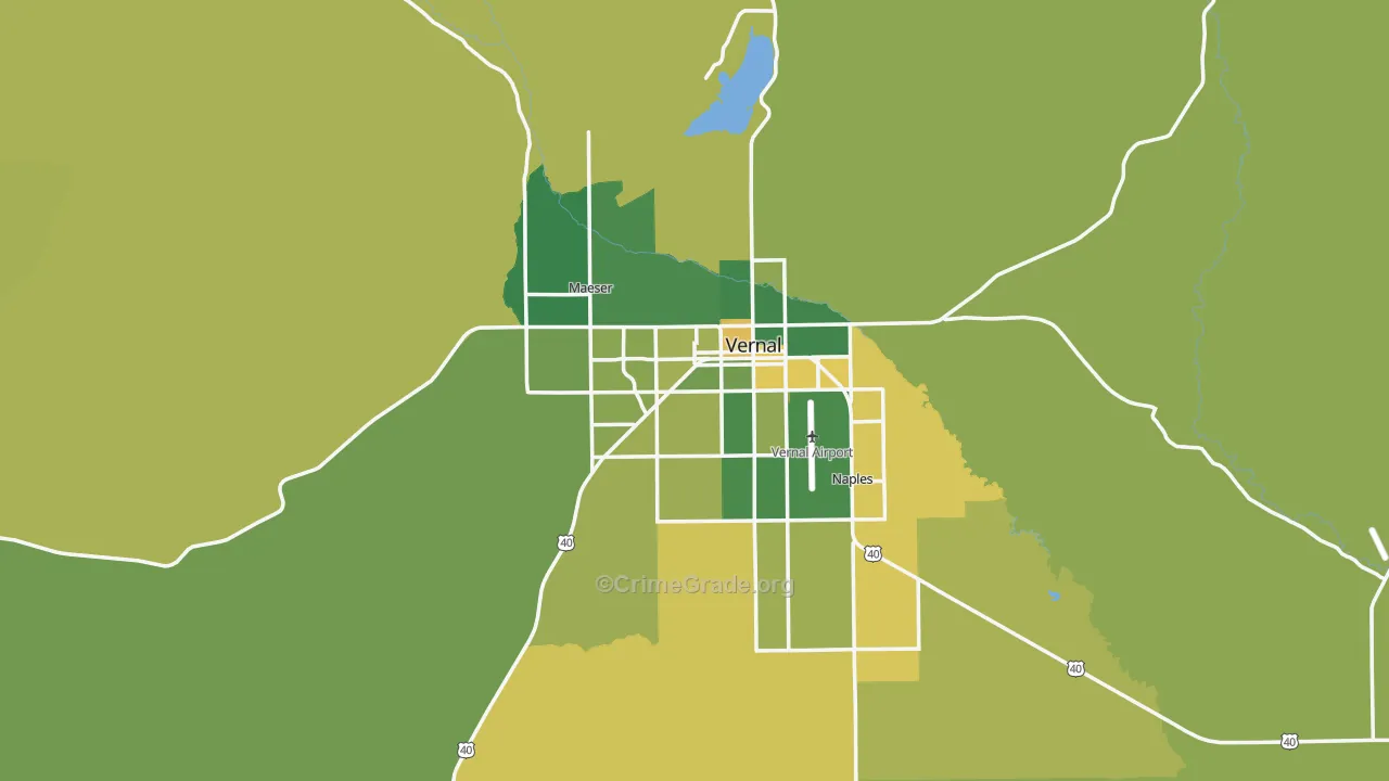 Vernal, UT Map of Vehicle Theft Rates