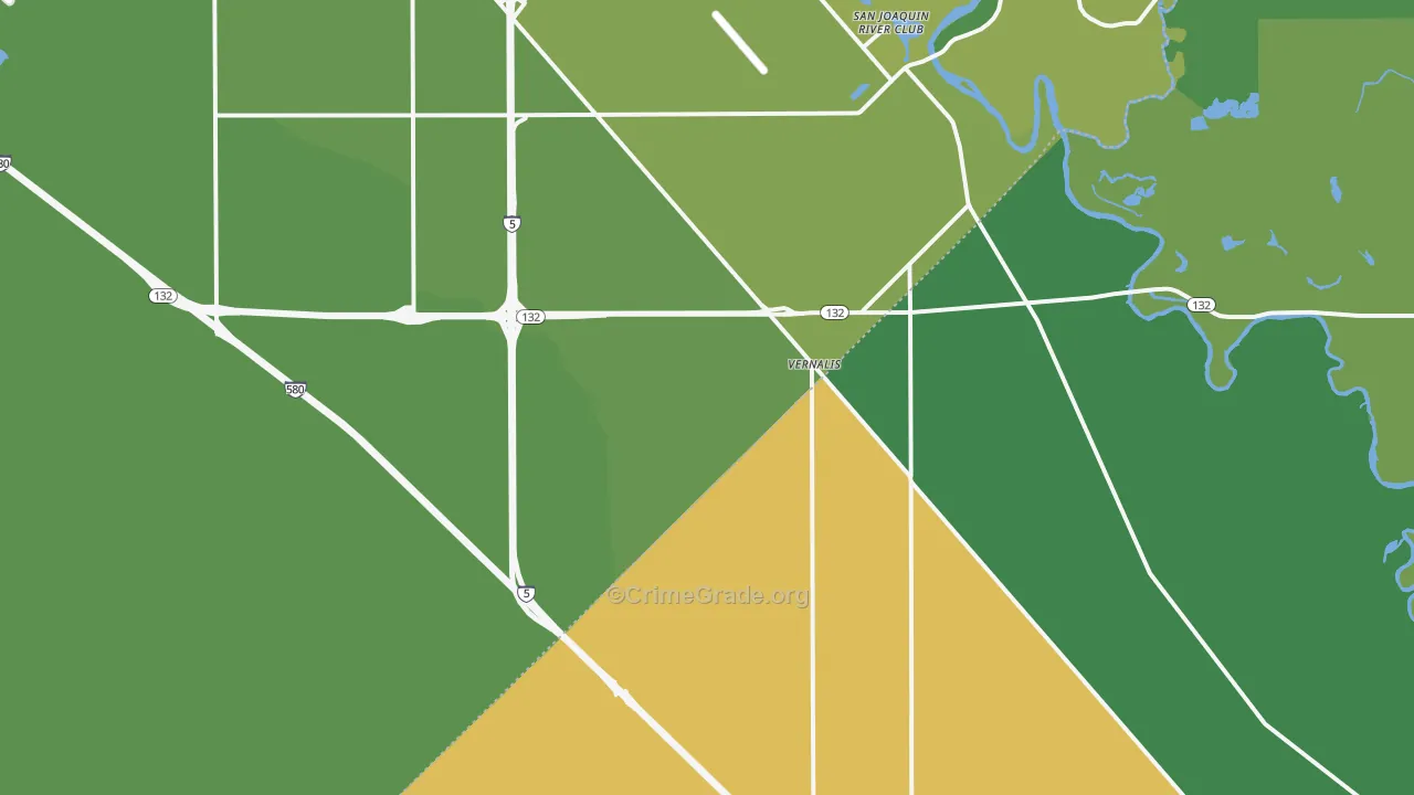 Vernalis, CA Map of Vehicle Theft Rates
