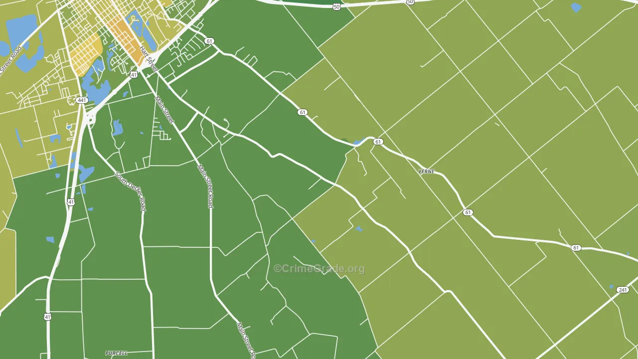 Verne, IN Map of Vehicle Theft Rates