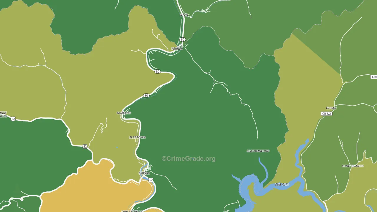 Verner, WV Map of Vehicle Theft Rates