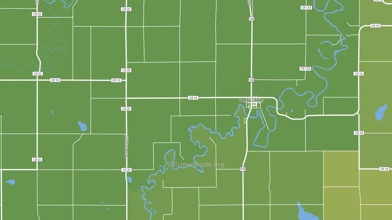 Vernon Center, MN Map of Vehicle Theft Rates