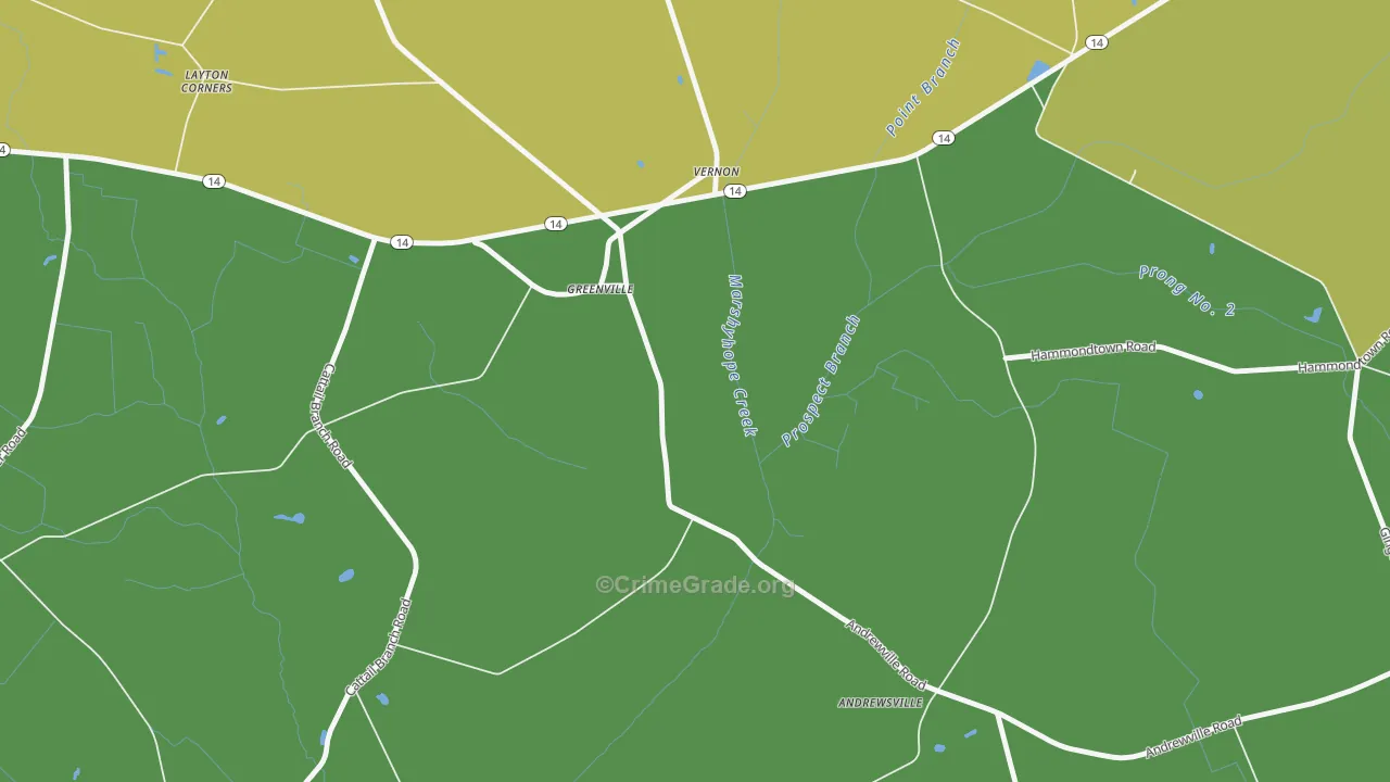 Vernon, DE Map of Vehicle Theft Rates