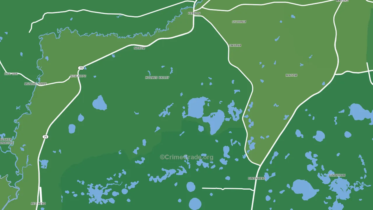 Vernon, FL Map of Vehicle Theft Rates