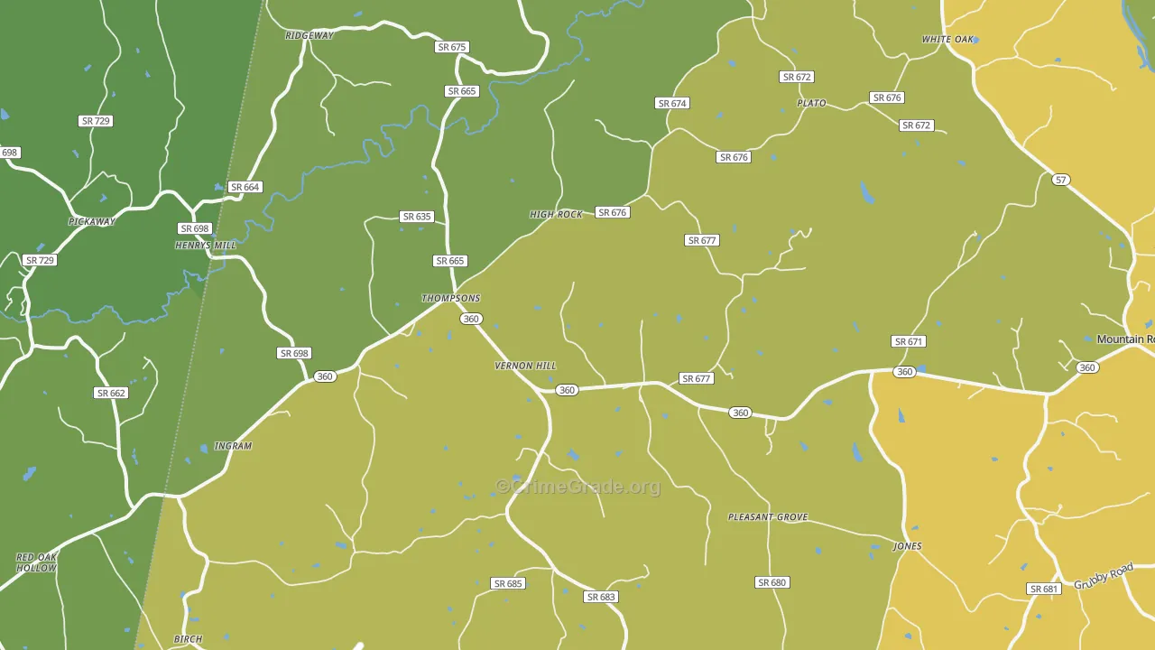 Vernon Hill, VA Map of Vehicle Theft Rates