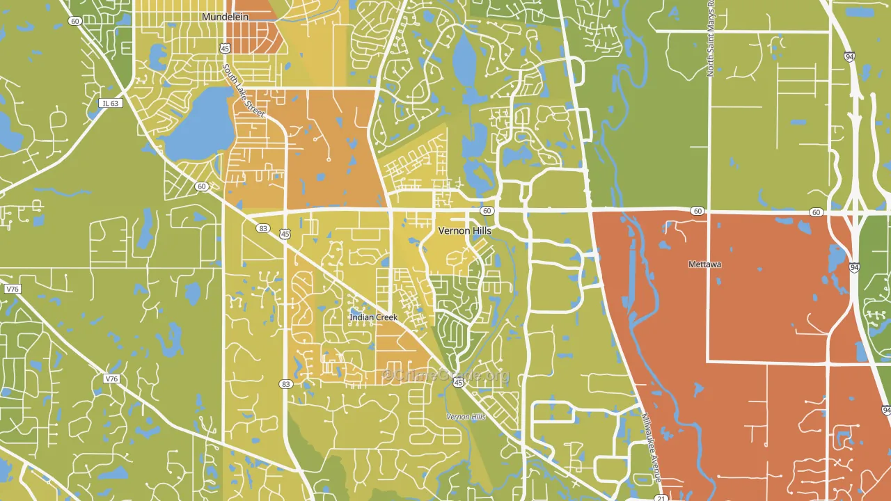 Vernon Hills, IL Map of Vehicle Theft Rates