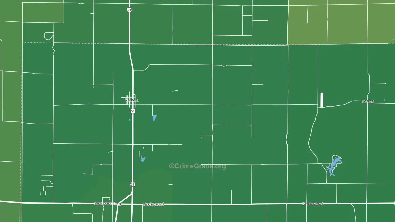 Vernon, IL Map of Vehicle Theft Rates