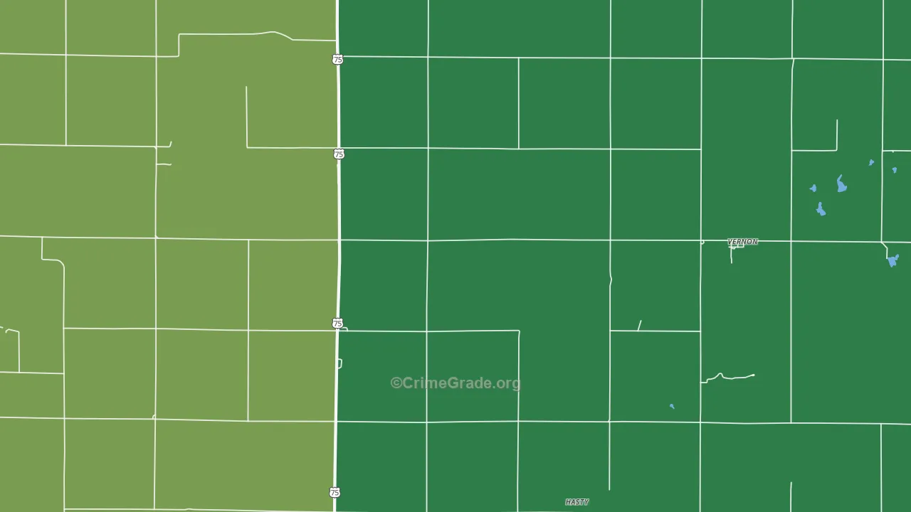 Vernon, KS Map of Vehicle Theft Rates