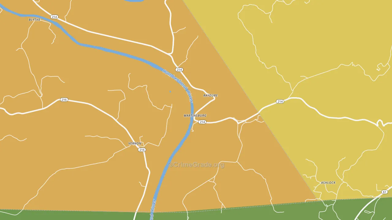 Vernon, KY Map of Vehicle Theft Rates