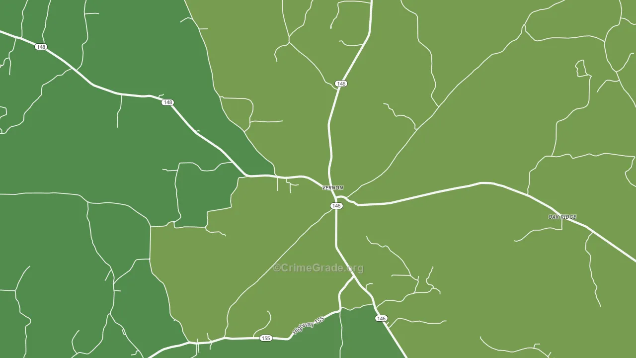 Vernon, LA Map of Vehicle Theft Rates