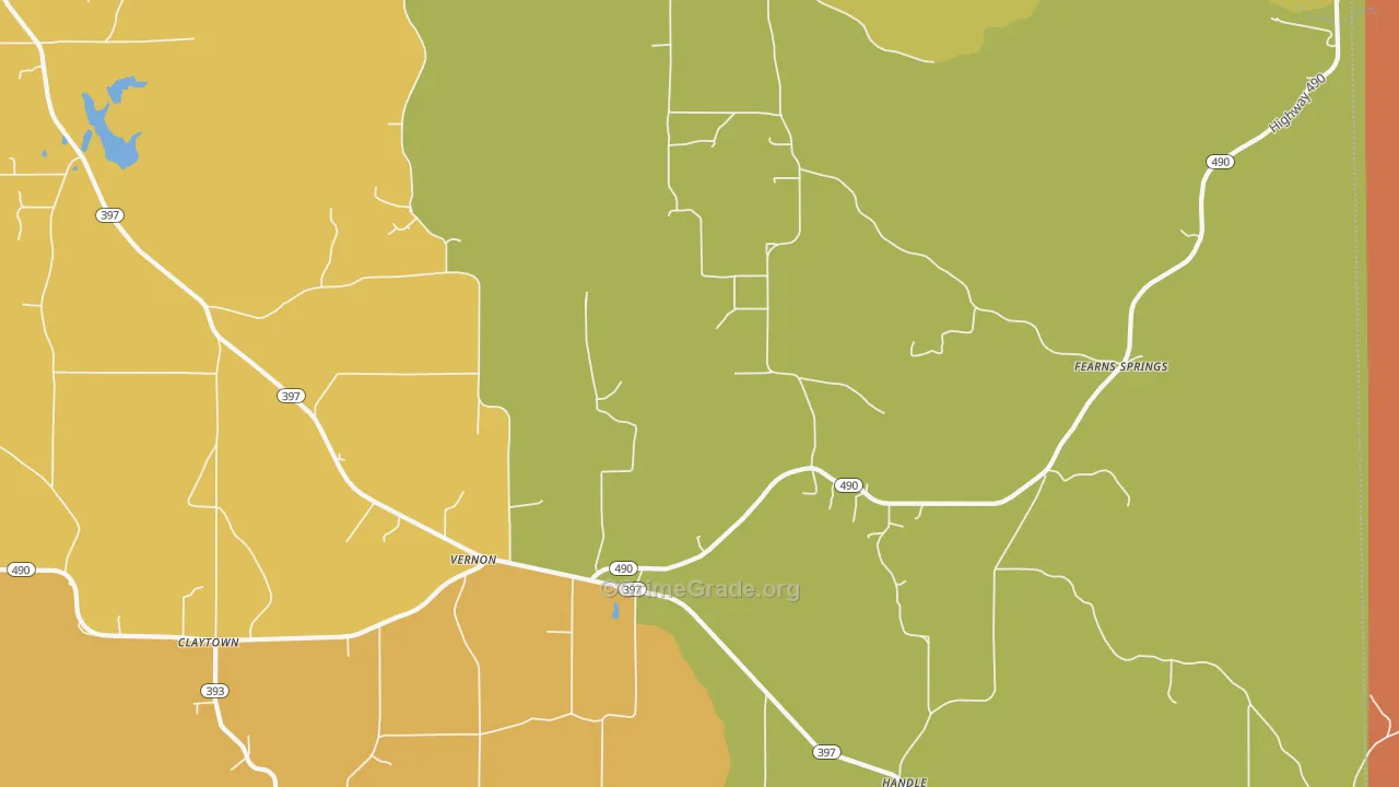 Vernon, MS Map of Vehicle Theft Rates