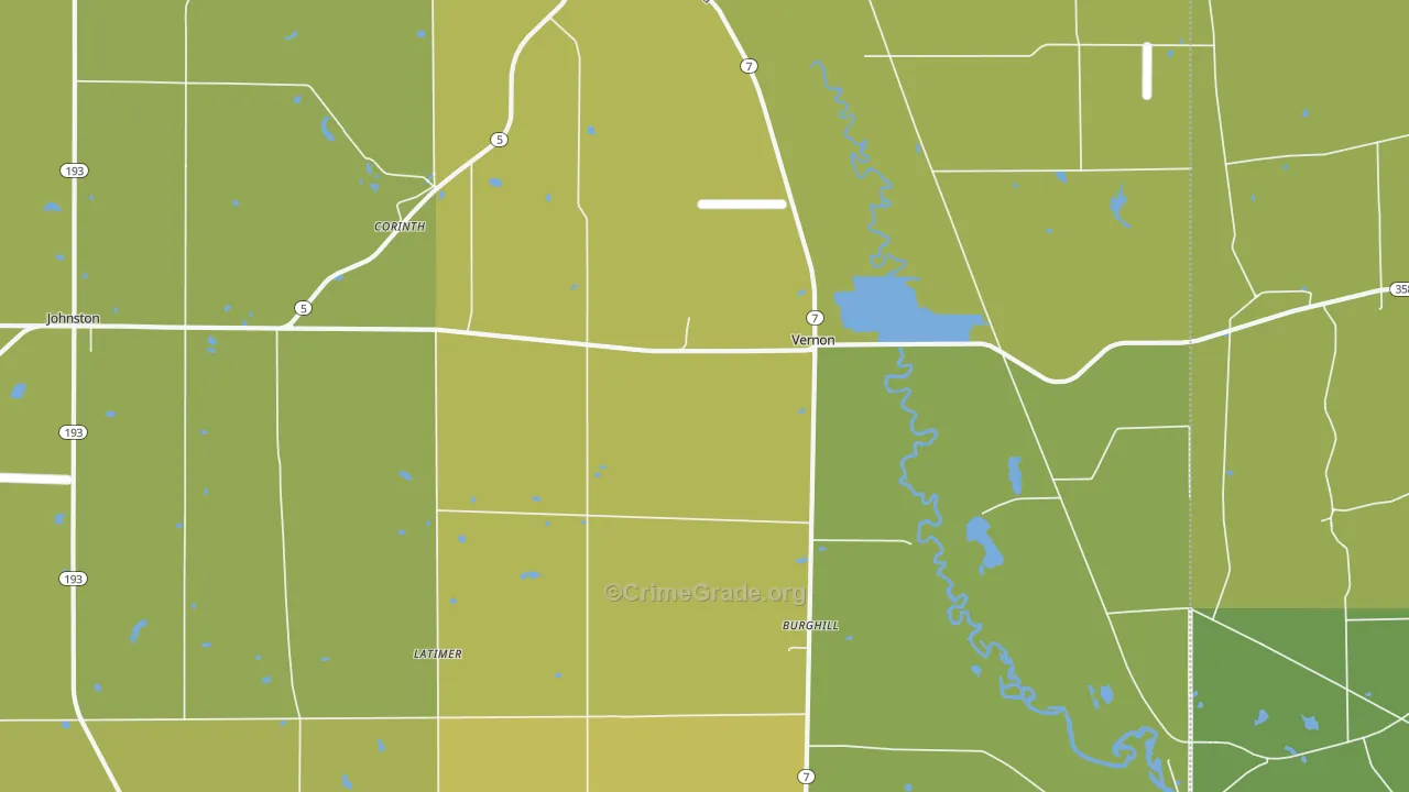 Vernon, OH Map of Vehicle Theft Rates