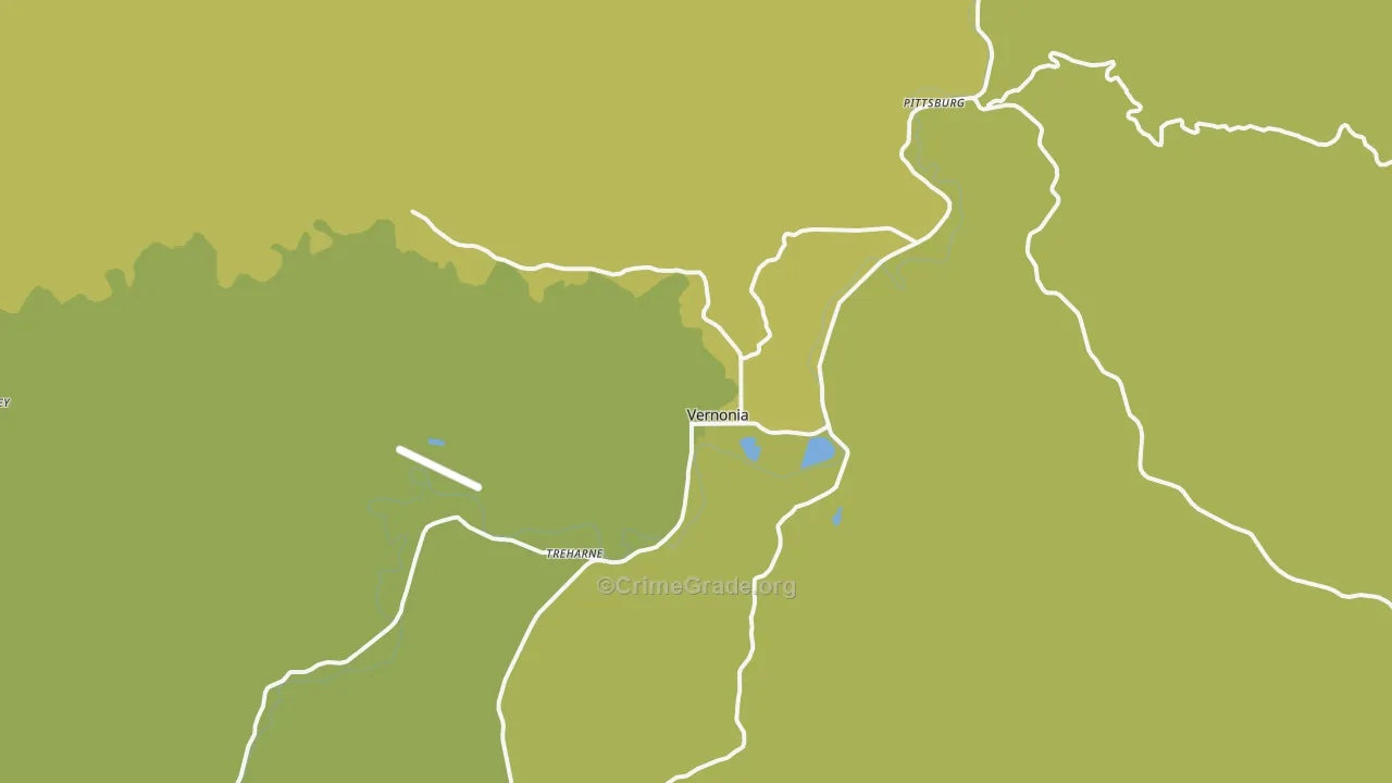 Vernonia, OR Map of Vehicle Theft Rates