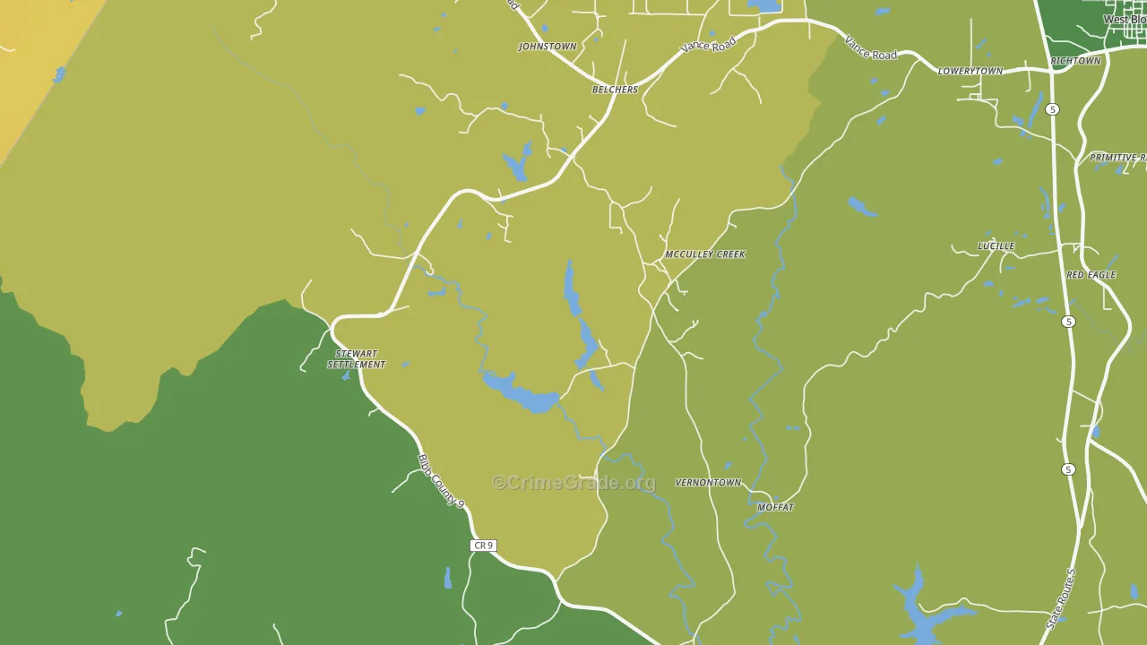 Vernontown, AL Map of Vehicle Theft Rates