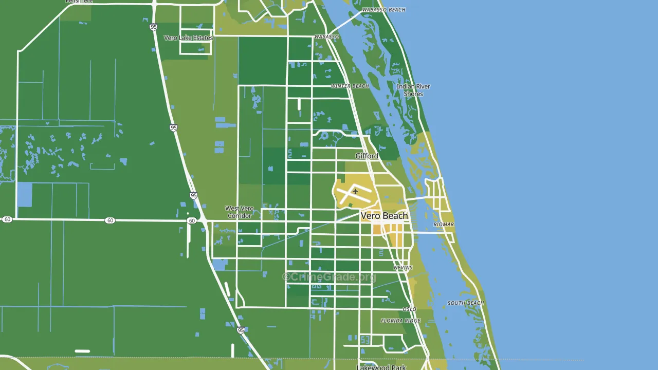 Vero Beach, FL Map of Vehicle Theft Rates