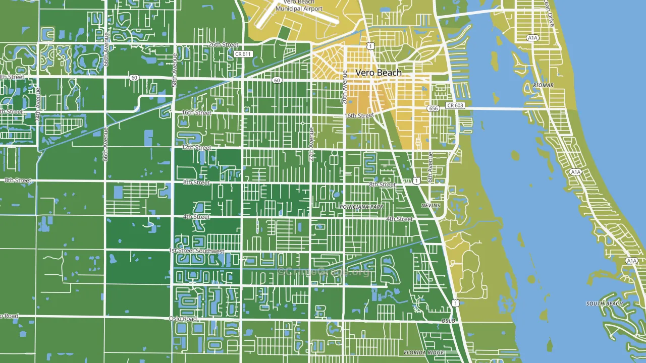Vero Beach South, FL Map of Vehicle Theft Rates