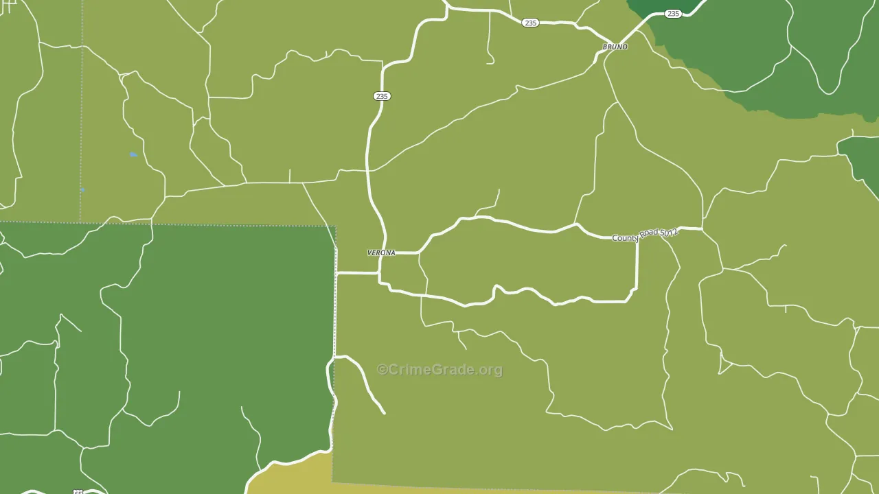 Verona, AR Map of Vehicle Theft Rates