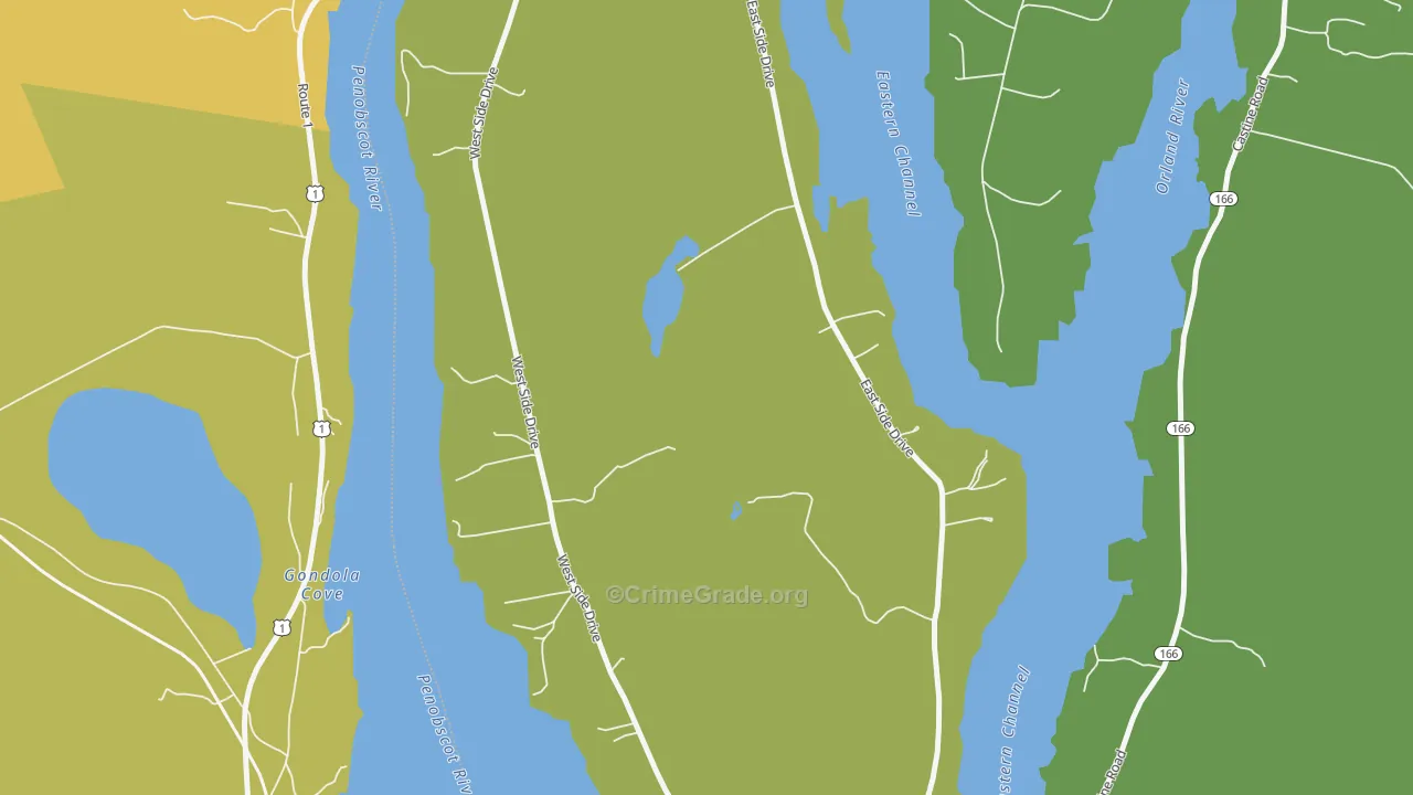 Verona Island, ME Map of Vehicle Theft Rates