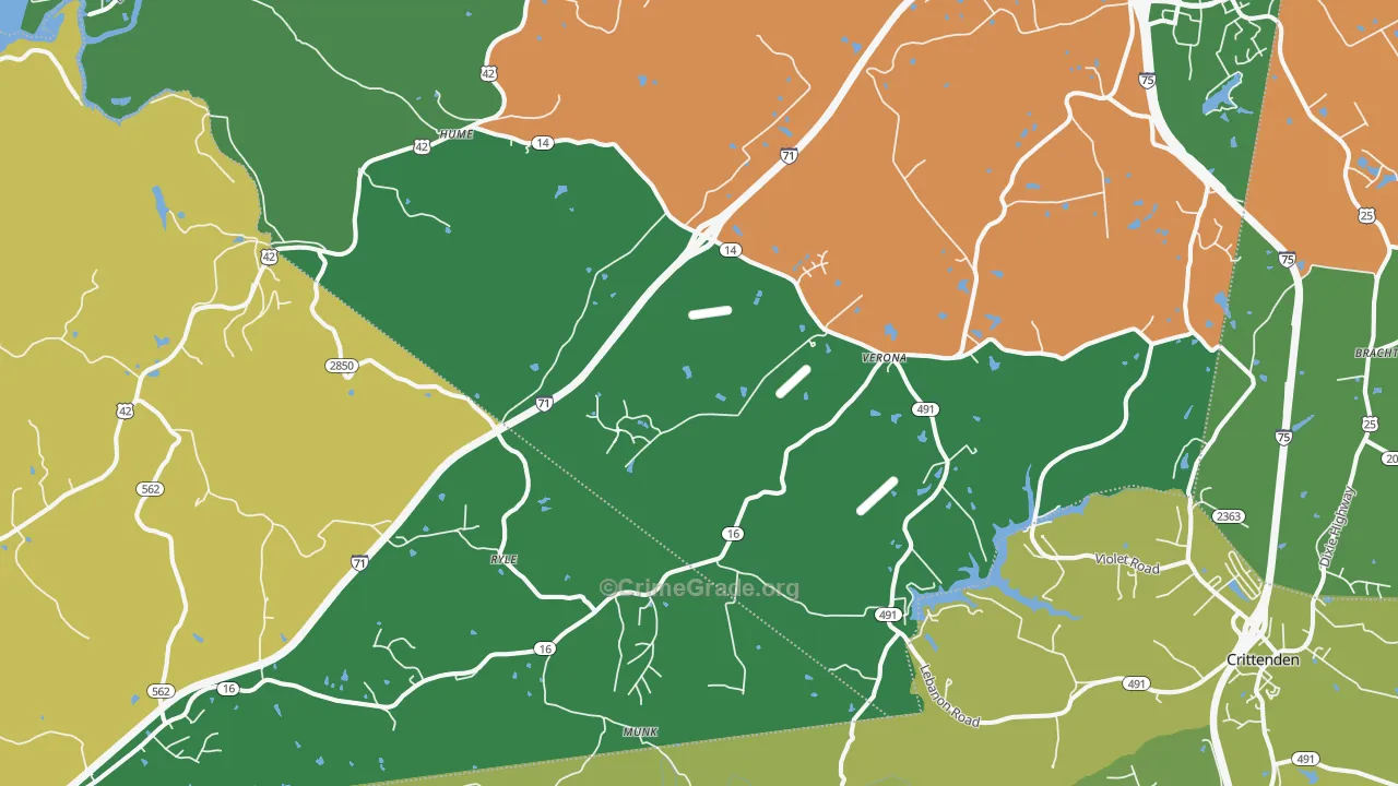 Verona, KY Map of Vehicle Theft Rates