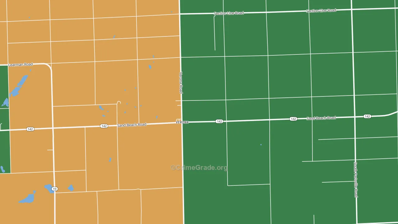 Verona, MI Map of Vehicle Theft Rates