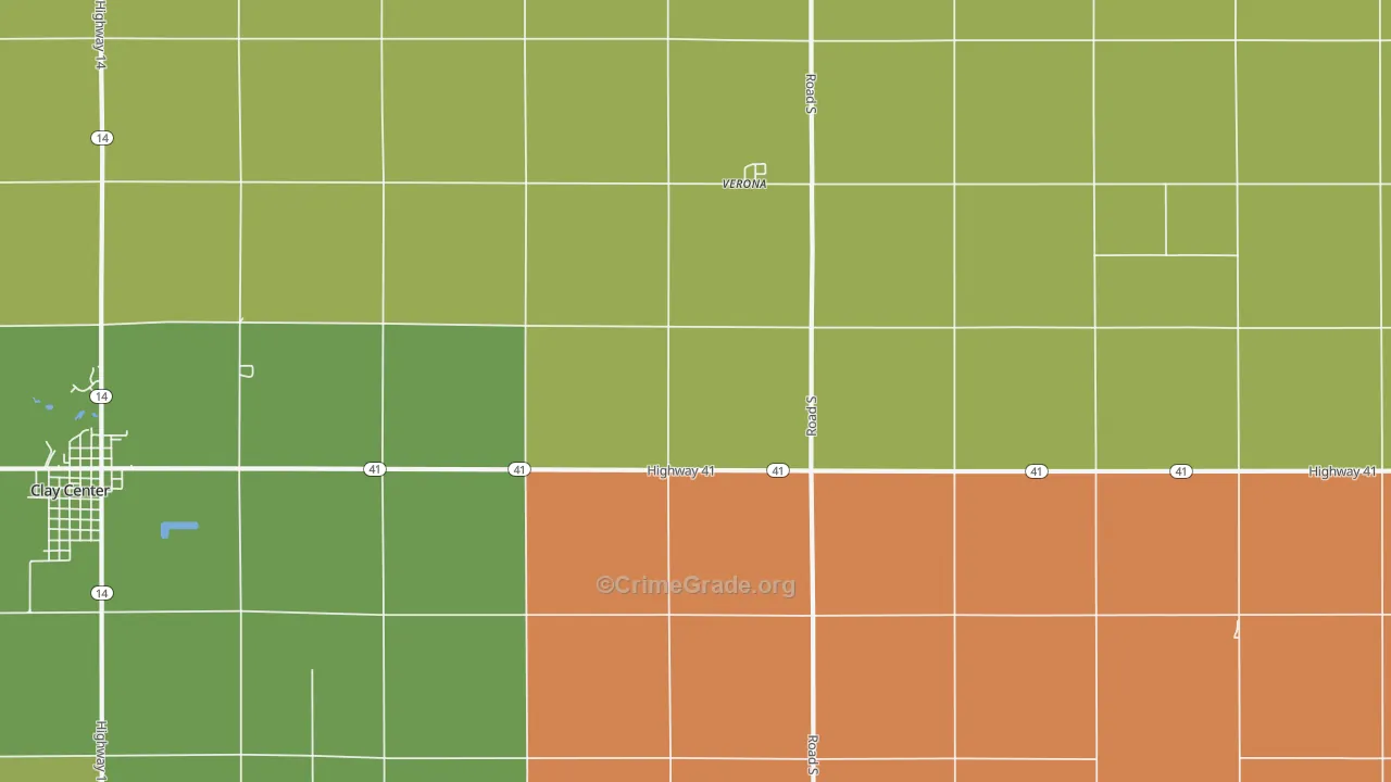 Verona, NE Map of Vehicle Theft Rates