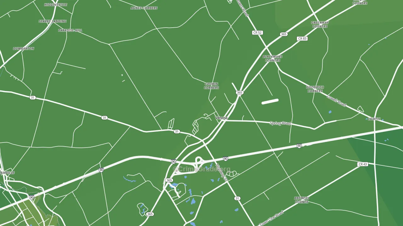 Verona, NY Map of Vehicle Theft Rates
