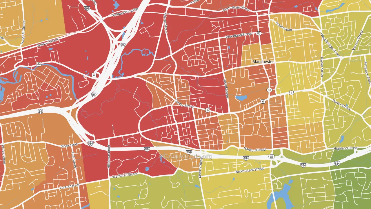 Verplanck, Manchester, CT Map of Vehicle Theft Rates