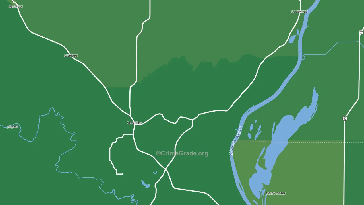 Versailles, IL Map of Vehicle Theft Rates