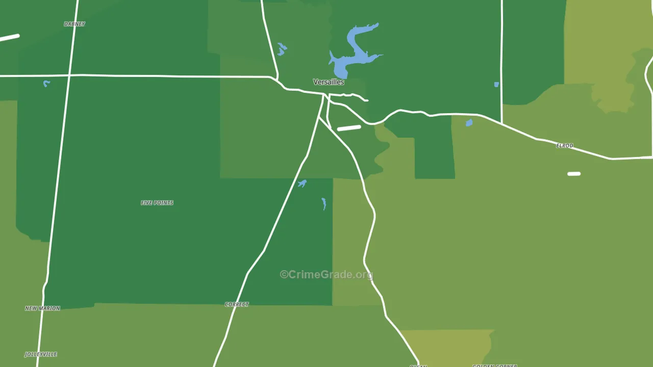 Versailles, IN Map of Vehicle Theft Rates