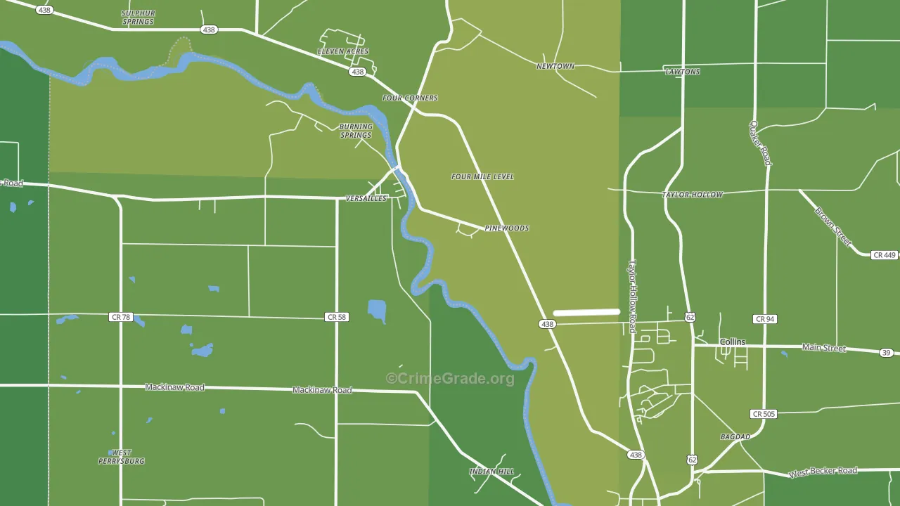 Versailles, NY Map of Vehicle Theft Rates
