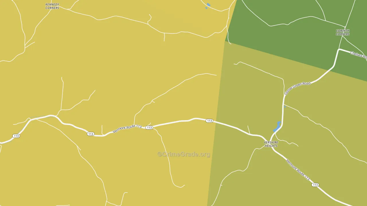 Vershire Heights, VT Map of Vehicle Theft Rates