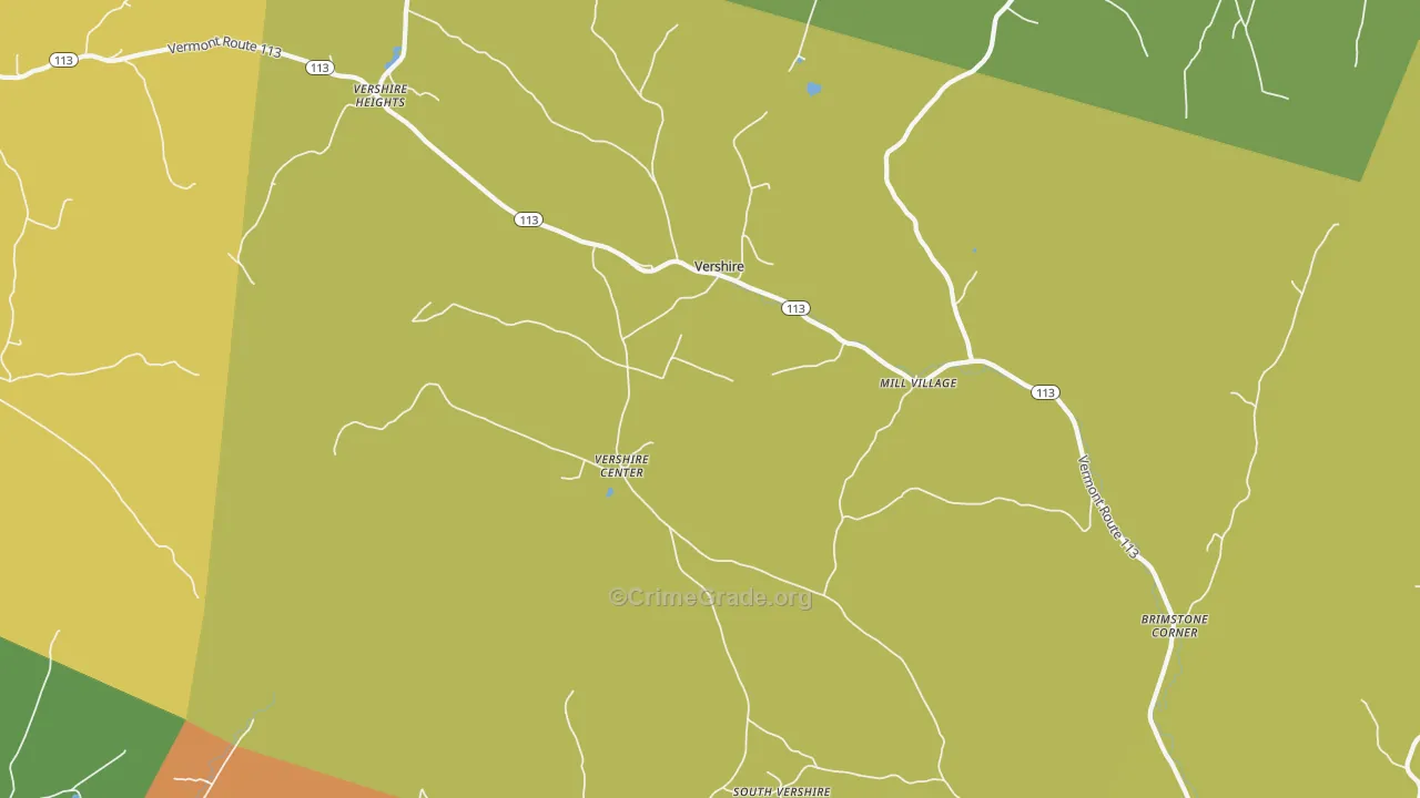 Vershire, VT Map of Vehicle Theft Rates