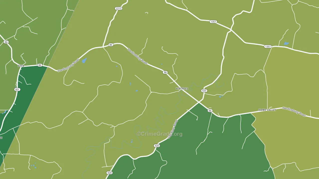 Vertrees, KY Map of Vehicle Theft Rates