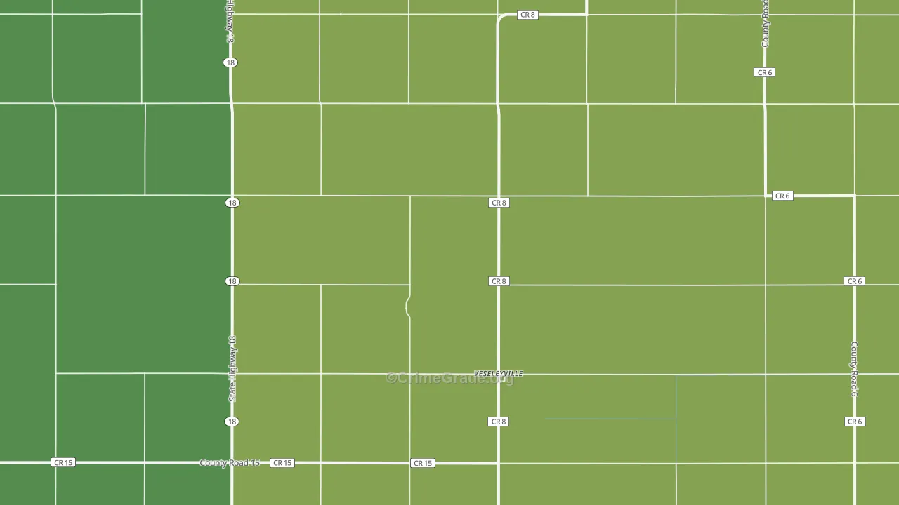 Veseleyville, ND Map of Vehicle Theft Rates