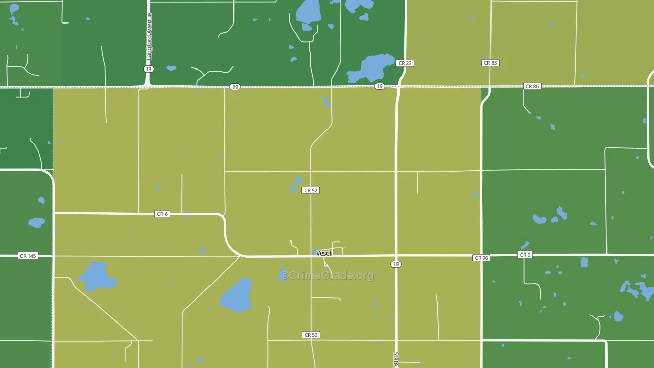 Veseli, MN Map of Vehicle Theft Rates