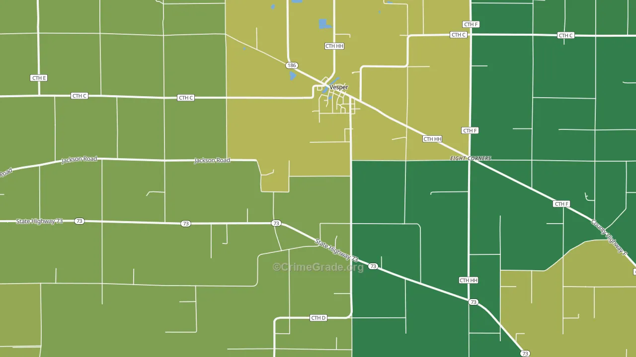 Vesper, WI Map of Vehicle Theft Rates