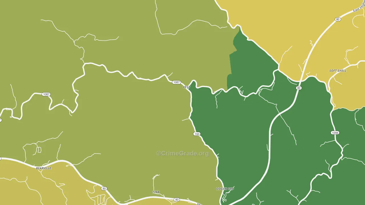 Vest, KY Map of Vehicle Theft Rates