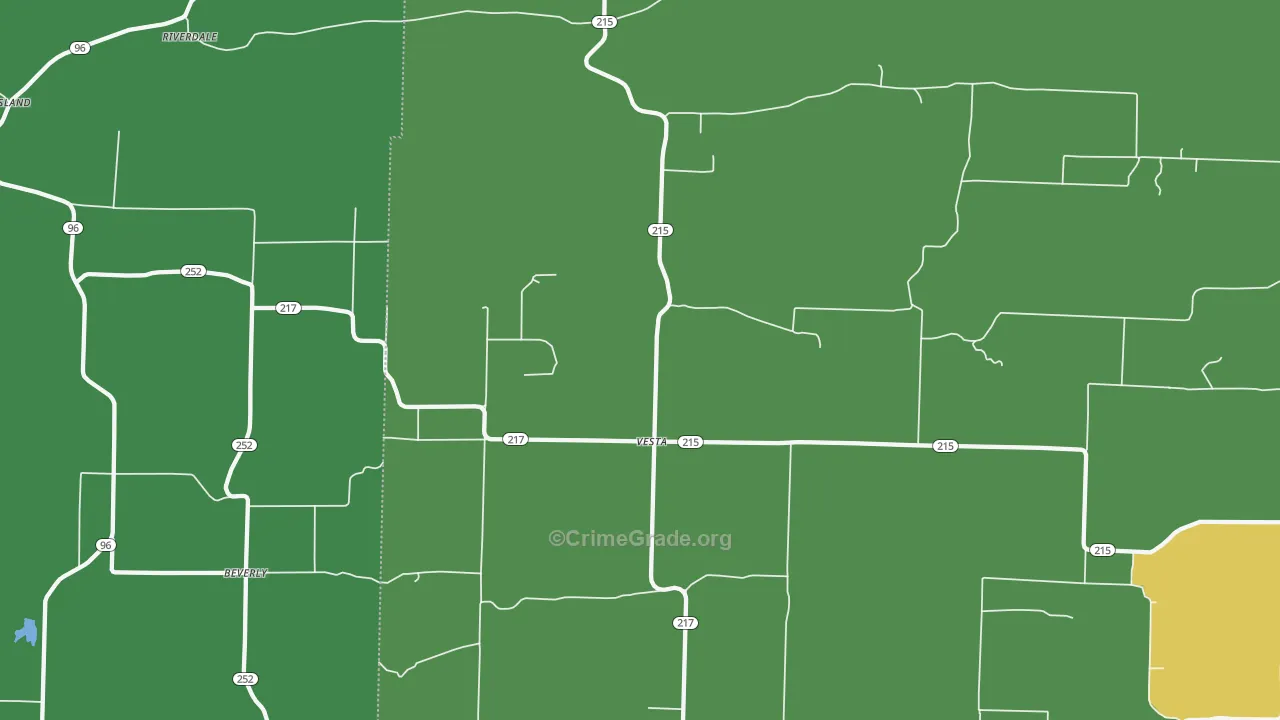 Vesta, AR Map of Vehicle Theft Rates
