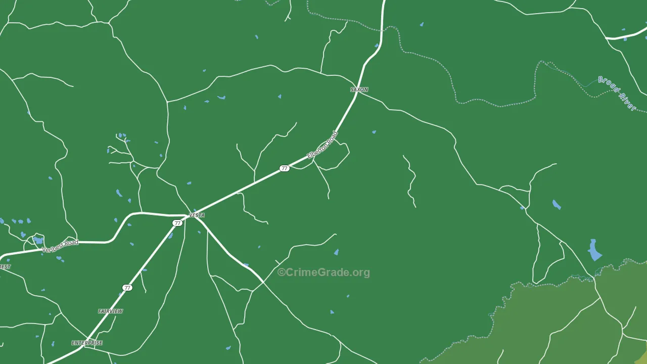 Vesta, GA Map of Vehicle Theft Rates