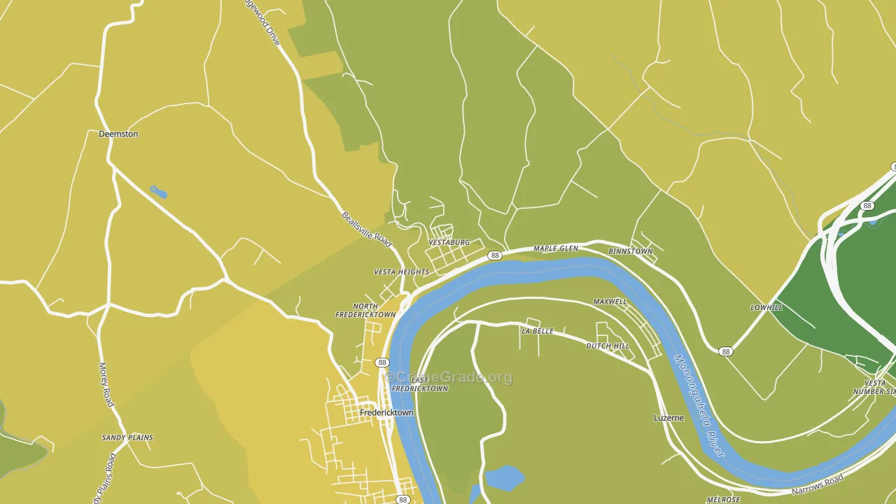 Vestaburg, PA Map of Vehicle Theft Rates