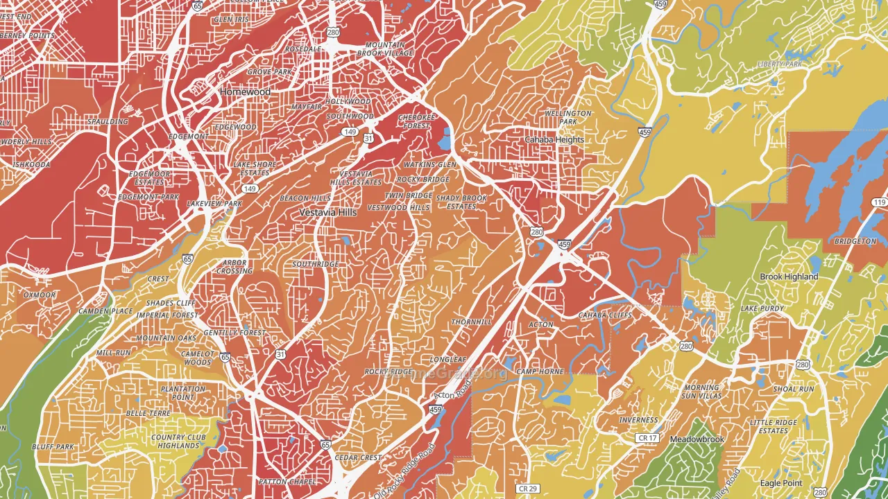 Vestavia Hills, AL Map of Vehicle Theft Rates