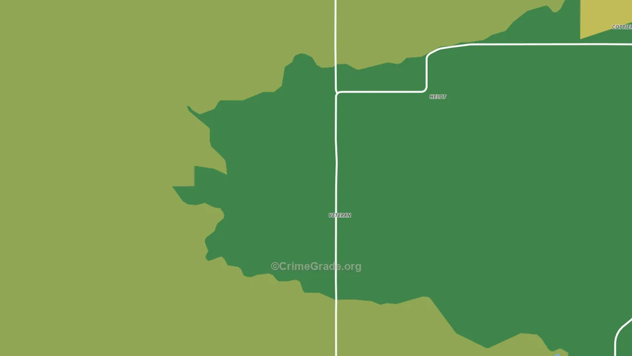 Veteran, WY Map of Vehicle Theft Rates