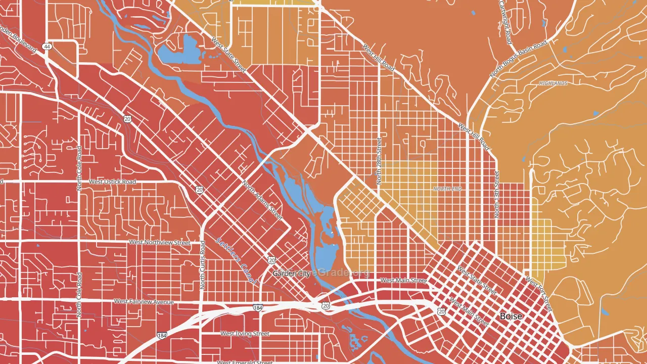 Veterans Park, Boise, ID Map of Vehicle Theft Rates