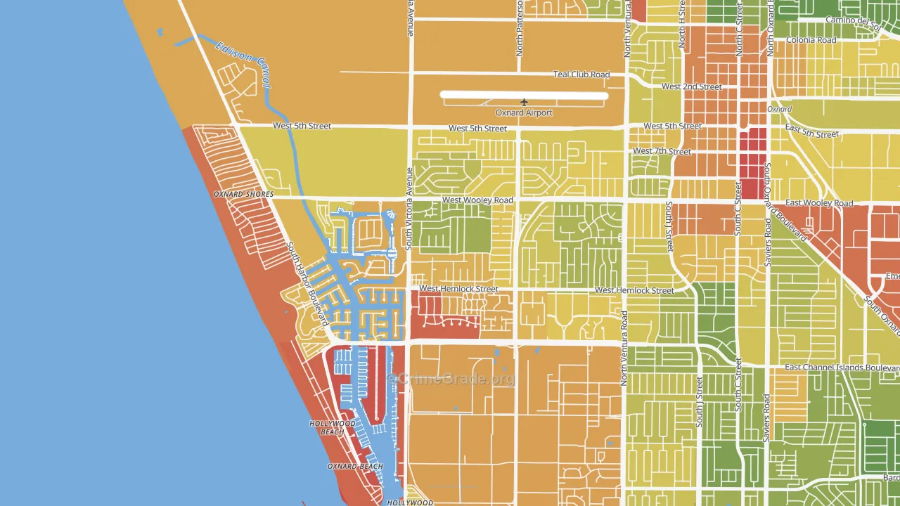 Via Marina, Oxnard, CA Map of Vehicle Theft Rates