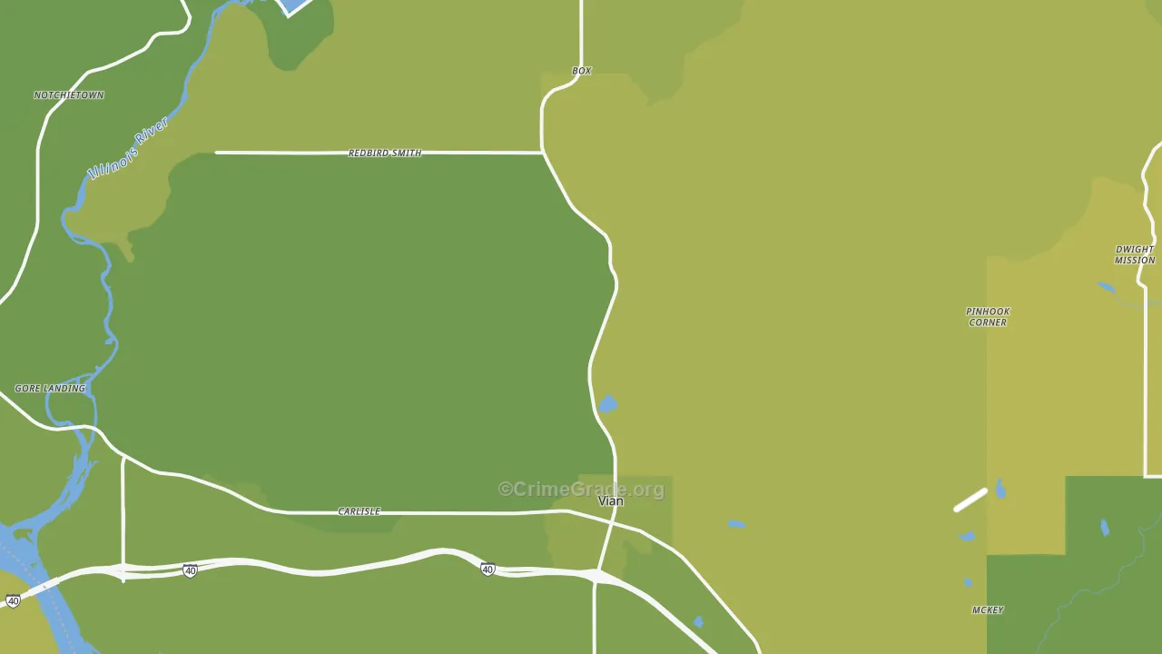 Vian, OK Map of Vehicle Theft Rates